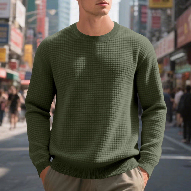 Herren nan strukturierter Strickpullover mit Waffelstruktur und Rundhalsausschnitt Echo Archiv