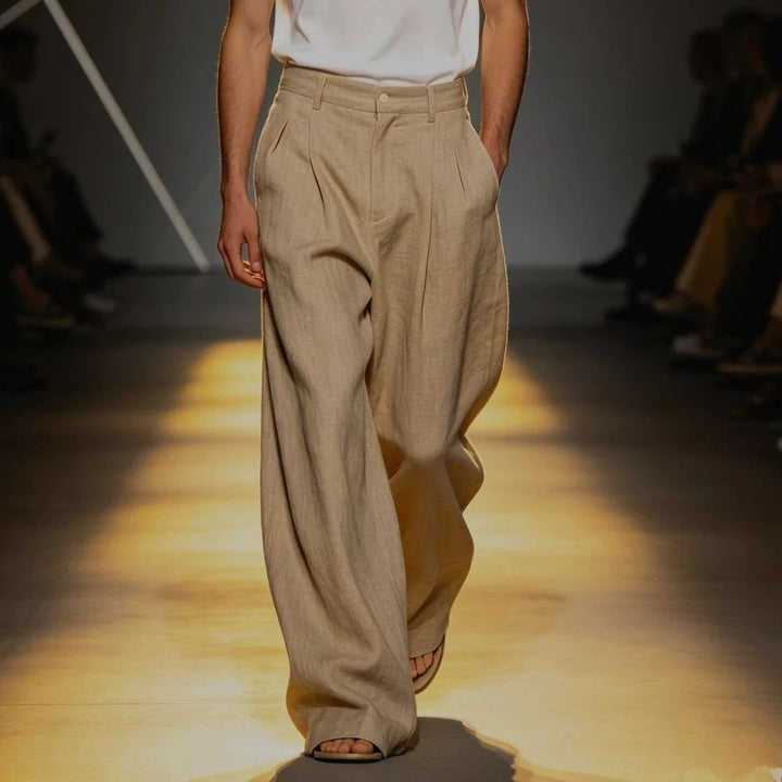 Herren Bequeme und lässige Leinen-Relaxed Fit Hose Echo Archiv