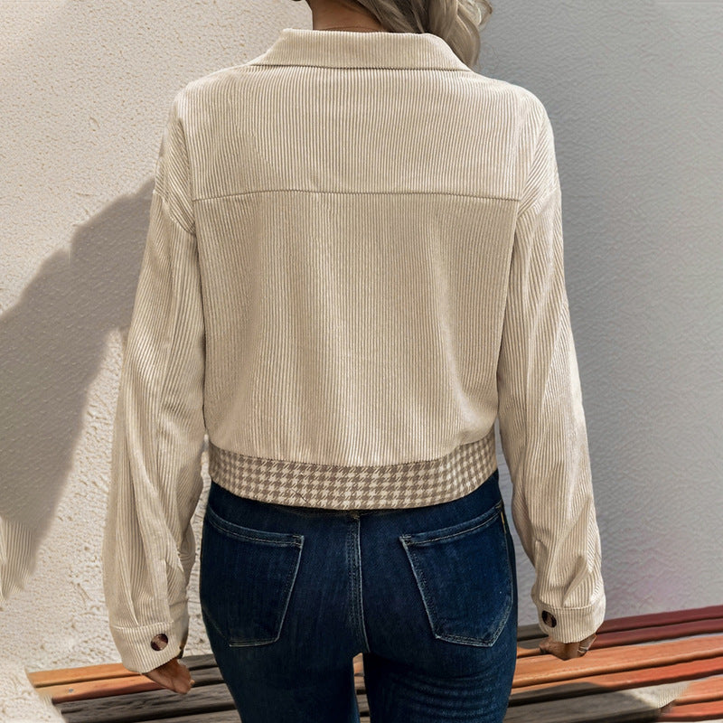 Damen Modische Karierten Cordjacke Echo Archiv