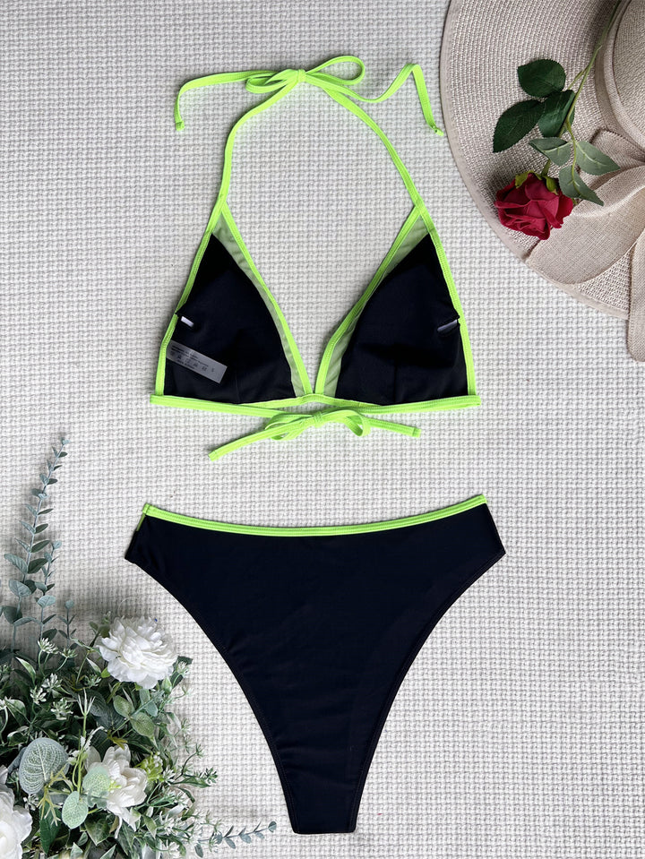 Damen Hoch geschnittener Bikini mit elegantem Farbkontrast Echo Archiv