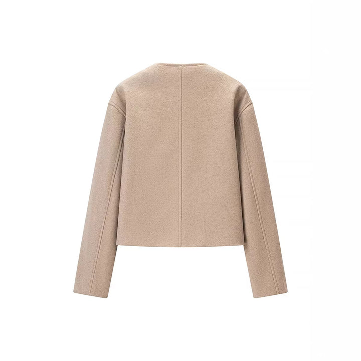 Damen Kurz geschnittene Wollmix-Boxy-Jacke mit asymmetrischer Knopfleiste Echo Archiv