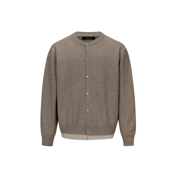 Herren Feinstrick-Cardigan mit zweilagiger Optik, Rundhalsausschnitt und durchgehender Knopfleiste Echo Archiv