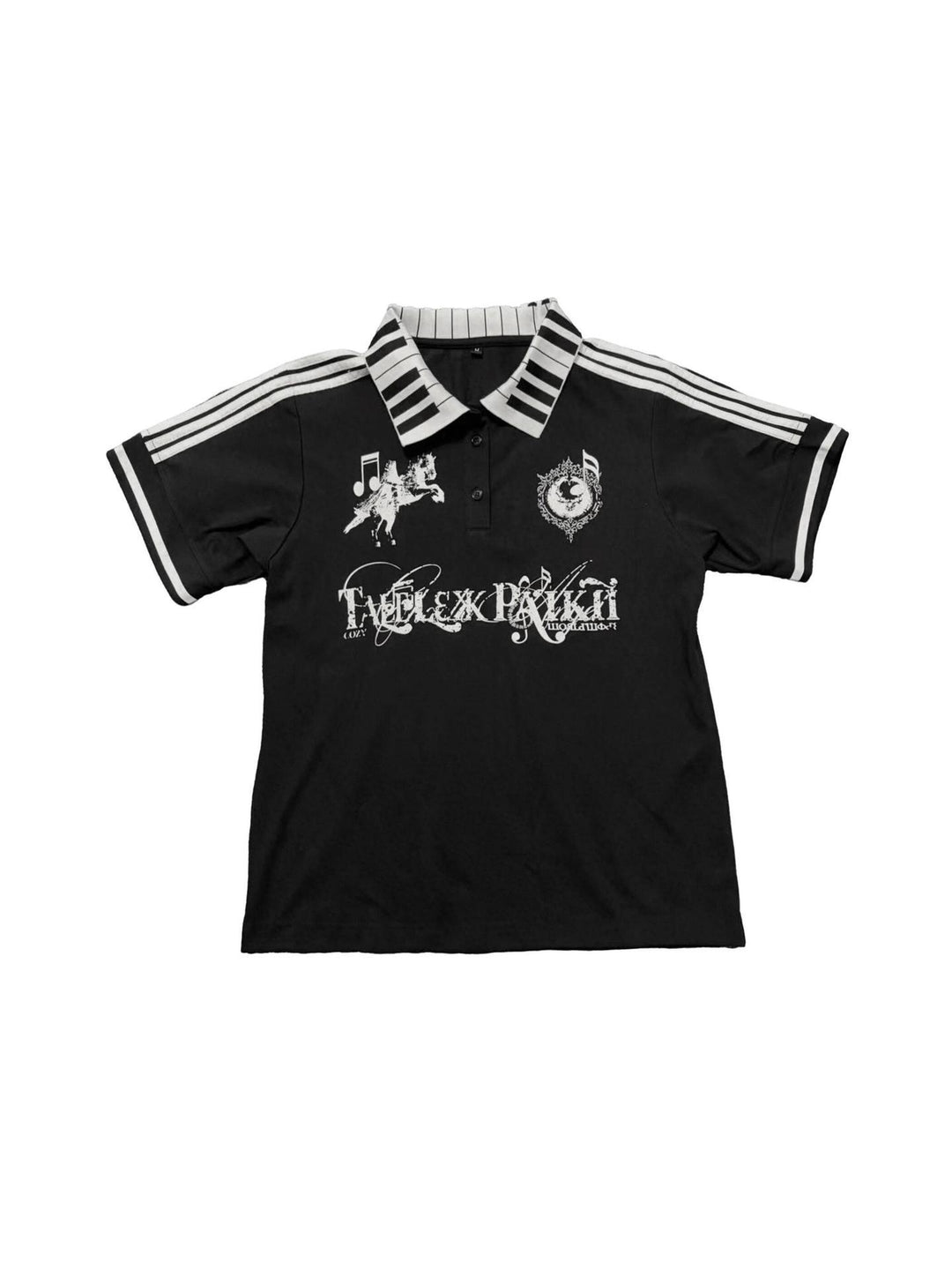 Damen Poloshirt mit kreativem Druck und Streifenmuster Echo Archiv