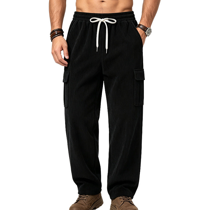 Herren Lässige Cord-Cargo-Hose mit elastischem Bund und Kordelzug Echoarchiv