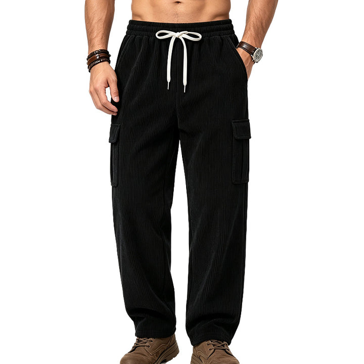 Herren Lässige Cord-Cargo-Hose mit elastischem Bund und Kordelzug Echoarchiv