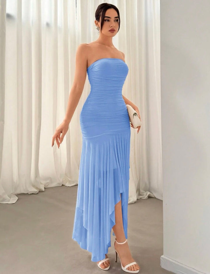 Damen Extravaganter Maxikleid mit Raffungen und asymmetrischem Saum Echo Archiv