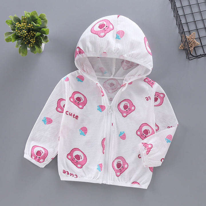Unisex nan leichte Kapuzenjacke für Kleinkinder mit süßem Tierprint und Reißverschluss  Echo Archiv