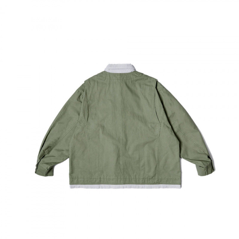 Unisex Oversize-Hemdjacke im Worker-Stil mit aufgesetzten Klappentaschen und kontrastierter Hemdblende Echo Archiv