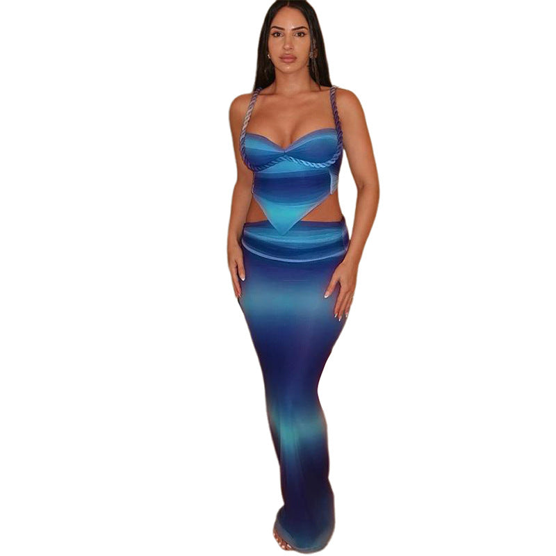 Damen Elegantes Maxikleid mit Taillenschnitt und verführerischem Schnitt Echo Archiv