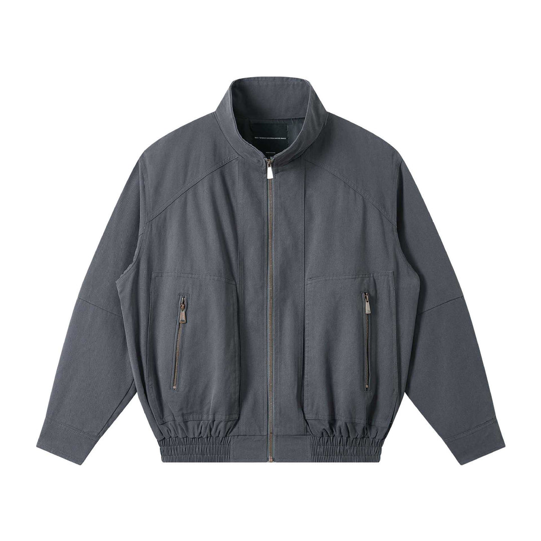 Herren Leichter Canvas-Fieldblouson mit Stehkragen, verdecktem Reißverschluss und elastischem Saum Echoarchiv