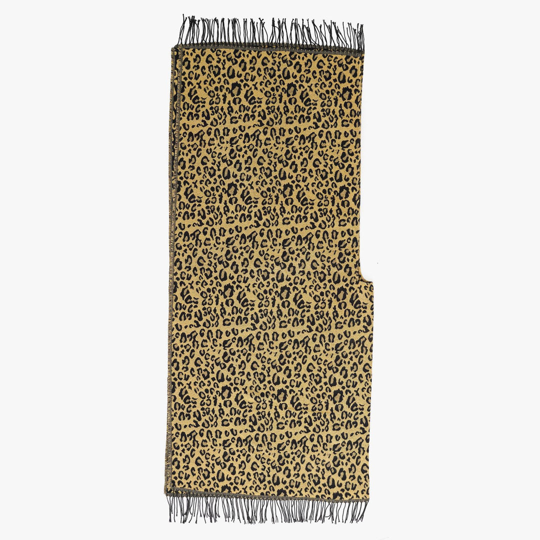 Damen Weichfallender Strick‑Überwurf im Leopardenjacquard mit Fransensaum Echo Archiv