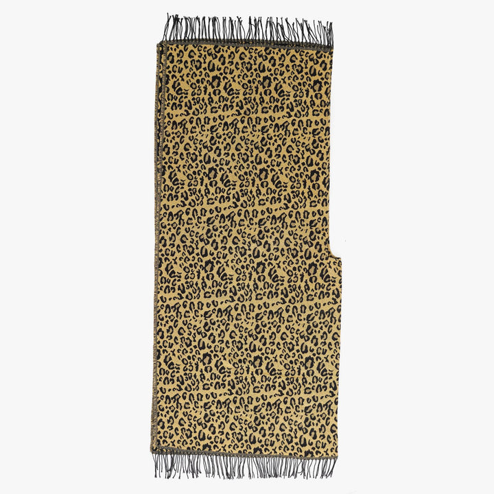 Damen Weichfallender Strick‑Überwurf im Leopardenjacquard mit Fransensaum Echo Archiv