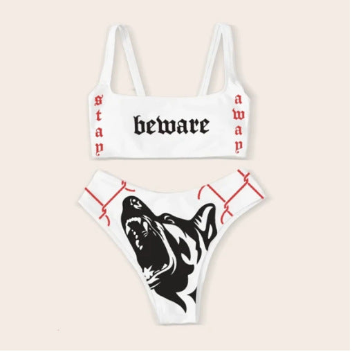 Damen Bandeau Bikini-Set mit auffälligem Grafikdruck Echo Archiv