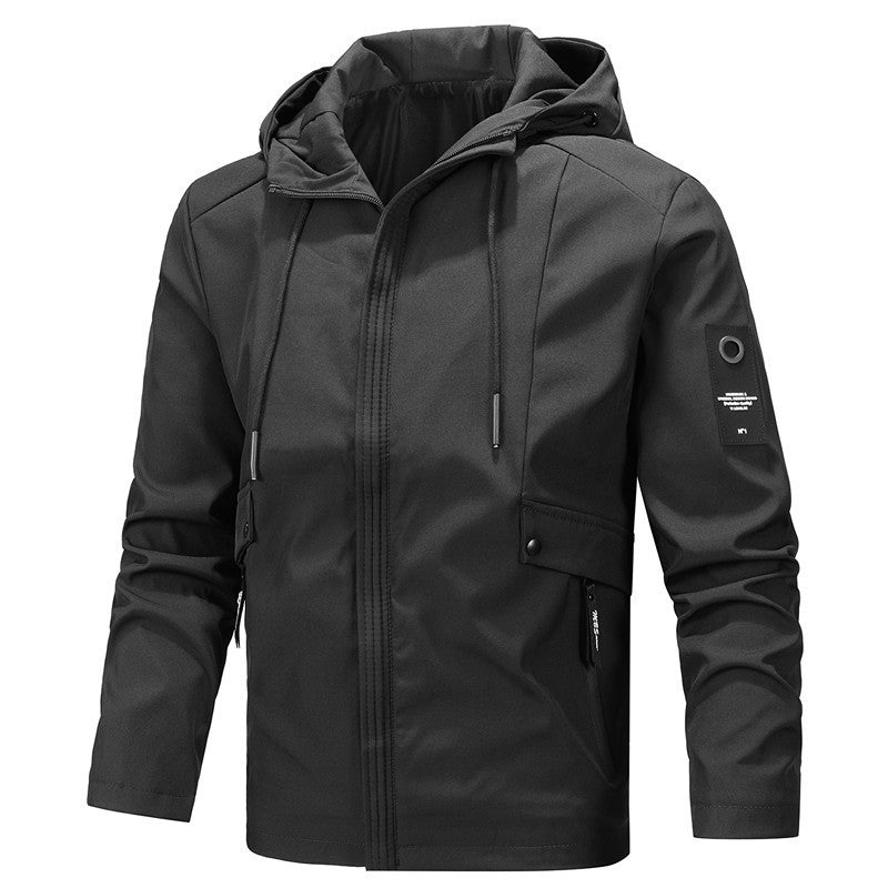 Herren Urbaner minimalistischer Softshell-Kapuzenblouson mit verdeckter Reißverschlussfront Echo Archiv