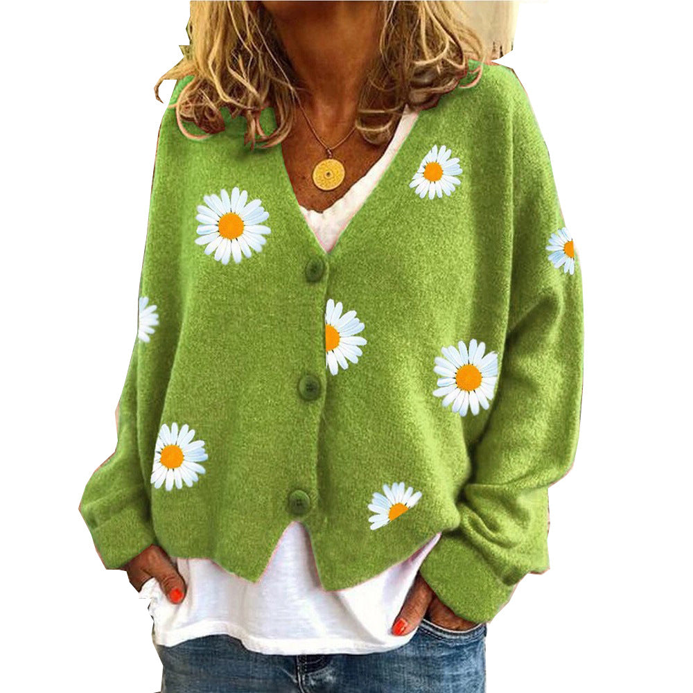 Damen Strickcardigan mit Gänseblümchen-Stickerei Echo Archiv