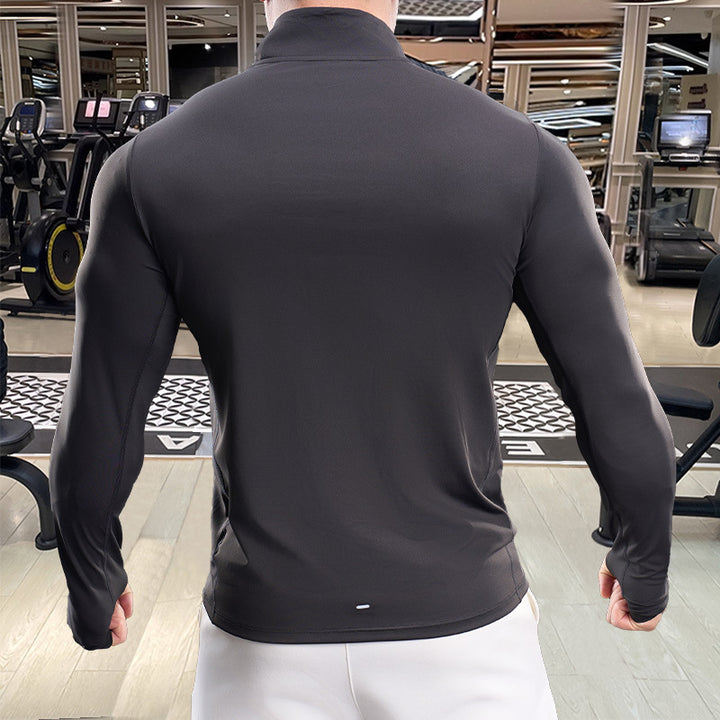 Herren Atmungsaktives Fitness-Oberteil mit kurzem Reißverschluss Echoarchiv