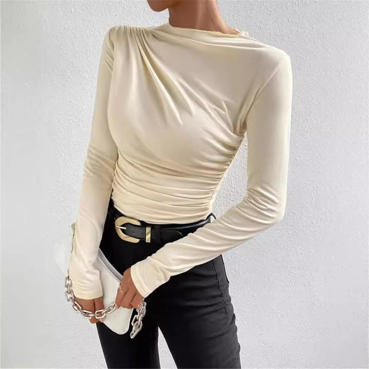 Damen nan gerafftes Langarmshirt mit asymmetrischem U-Boot-Ausschnitt und figurbetonter Silhouette Echo Archiv