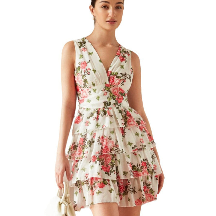 Damen Sommerliches Kleid mit Rüschen und floralem Muster Echo Archiv