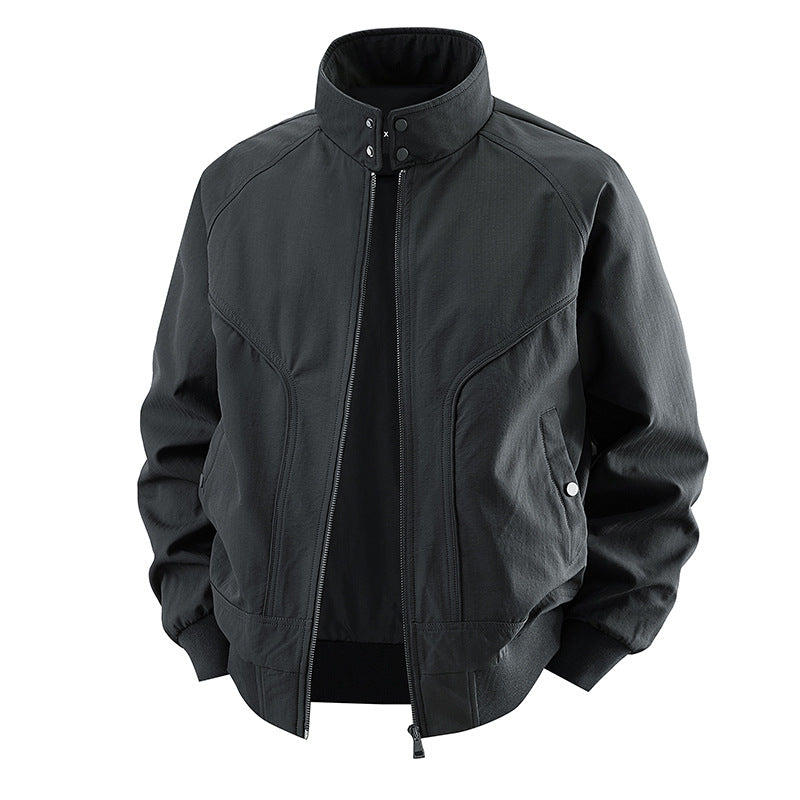 Men's stretch canvas stand-collar utility bomber jacket – Brevano