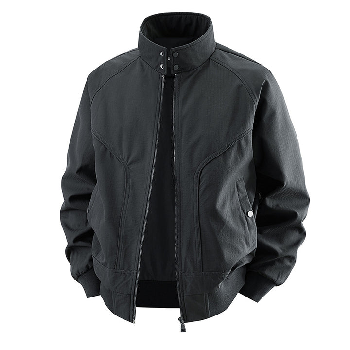 Men's stretch canvas stand-collar utility bomber jacket – Brevano