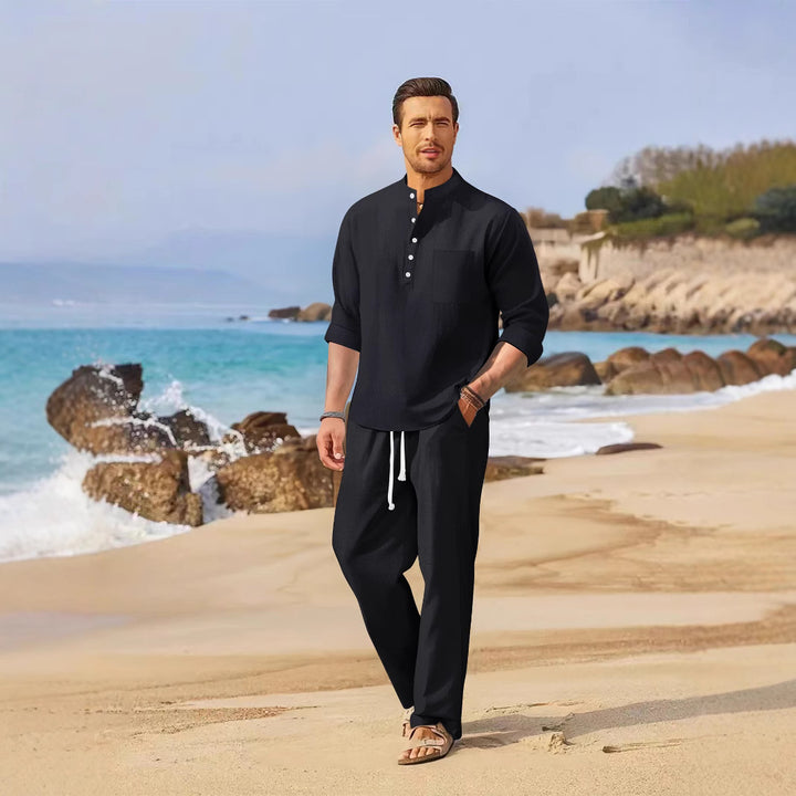 Herren Leichte Sommer-Linenhose mit passendem Oberteil Echoarchiv