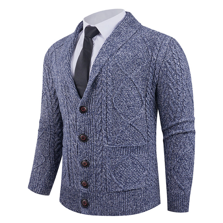 Herren nan Strickcardigan mit Schalkragen, Zopfmuster, aufgesetzten Taschen und Knopfleiste Echo Archiv