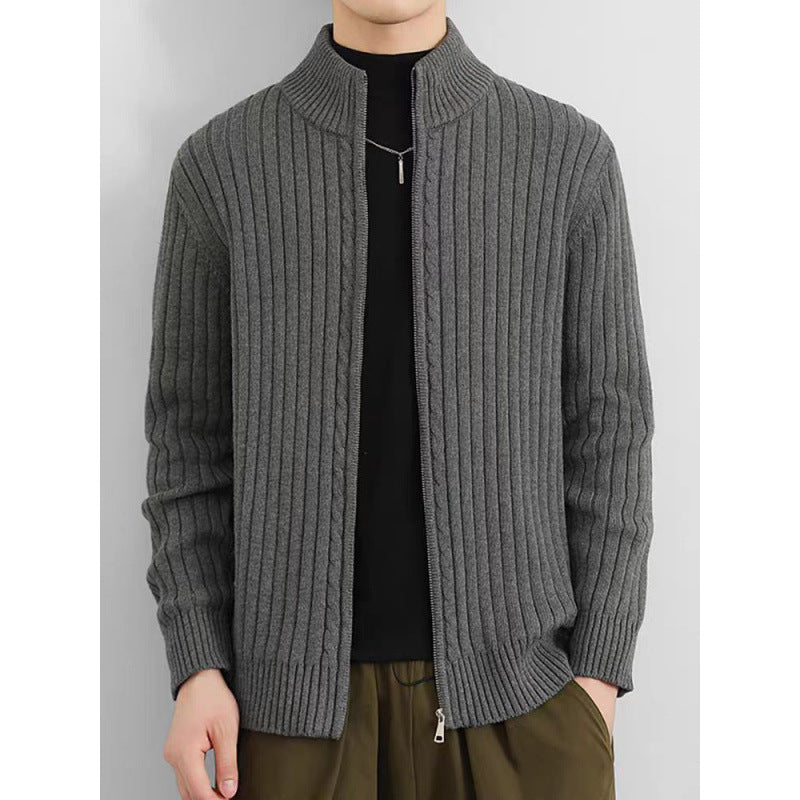 Herren Strickjacke mit durchgehendem Reißverschluss und hochgeschlossenem Kragen Echoarchiv