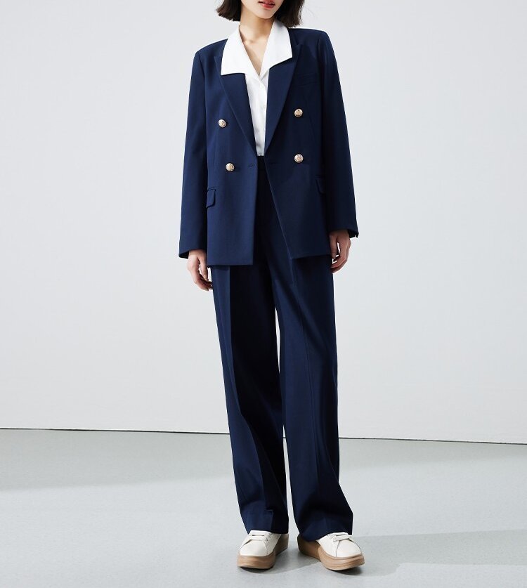 Damen Doppelreiher Blazer mit glänzenden Knöpfen Echoarchiv
