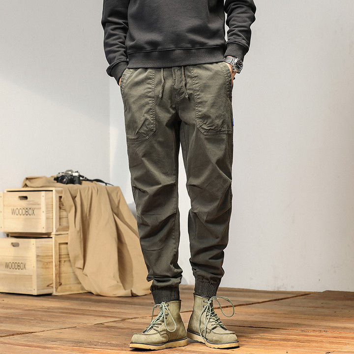 Herren Relaxed-Fit Canvas-Cargo-Jogger mit elastischem Tunnelzugbund, aufgesetzten Fronttaschen und Reißverschluss-Bündchen Echo Archiv