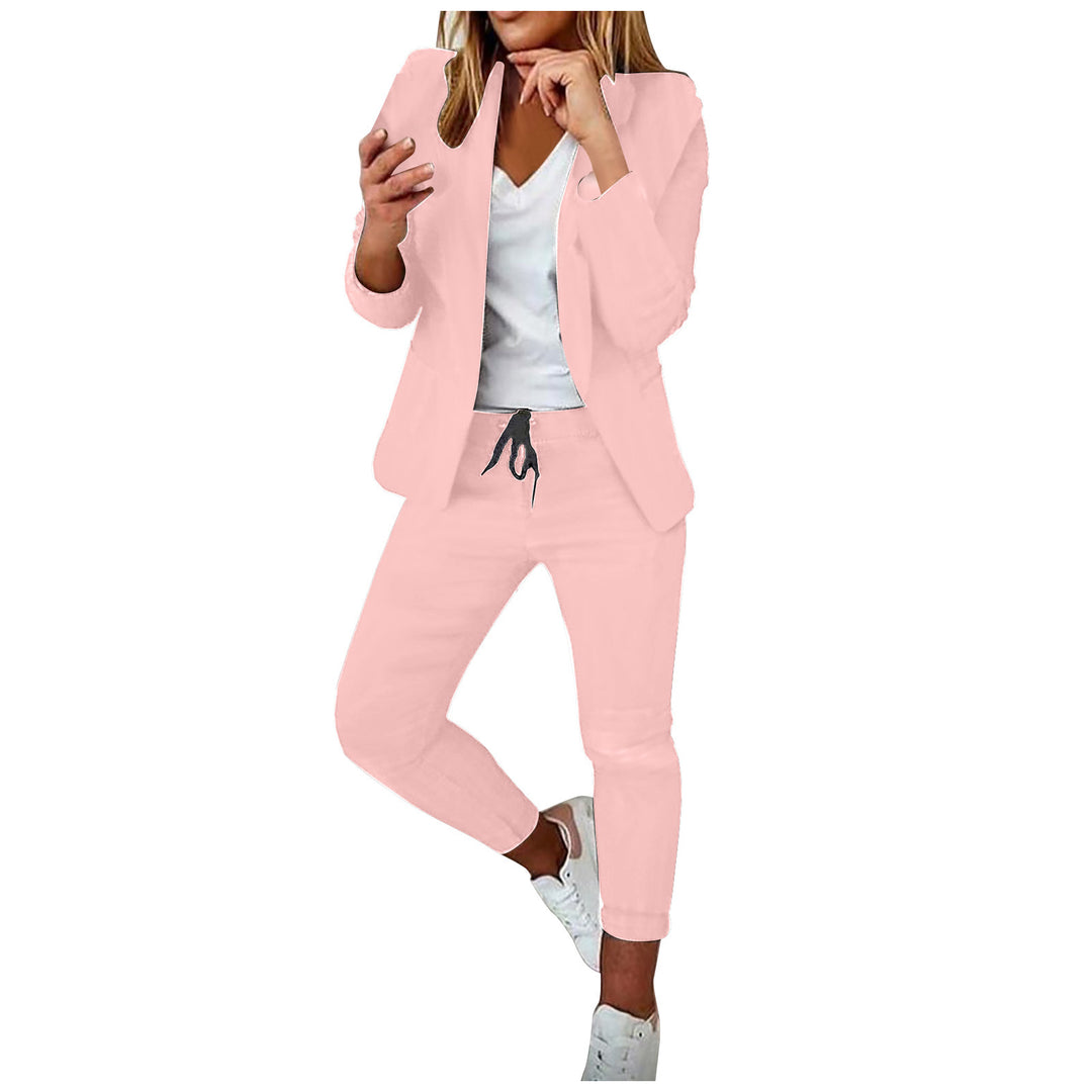 Damen nan lässiges Hosenanzug-Set mit Joggerhose, Kordelzug und tailliertem Blazer Echo Archiv