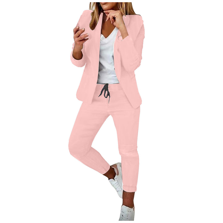 Damen nan lässiges Hosenanzug-Set mit Joggerhose, Kordelzug und tailliertem Blazer Echo Archiv