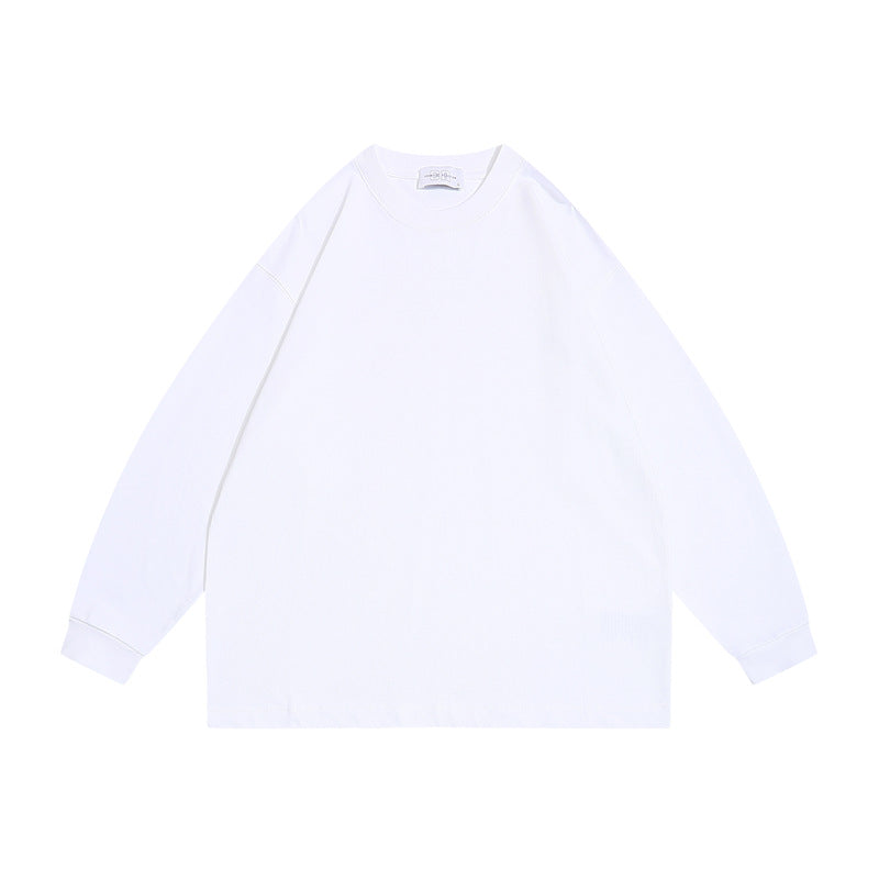Unisex Oversize-Langarmshirt aus schwerer Baumwollmischung mit Rundhalsausschnitt und gerippten Bündchen Echoarchiv