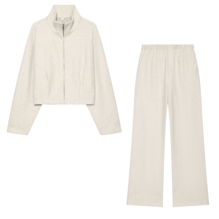Damen Lässiges Lounge-Set mit Stehkragen-Zipjacke und weitem Sweatpants Echo Archiv
