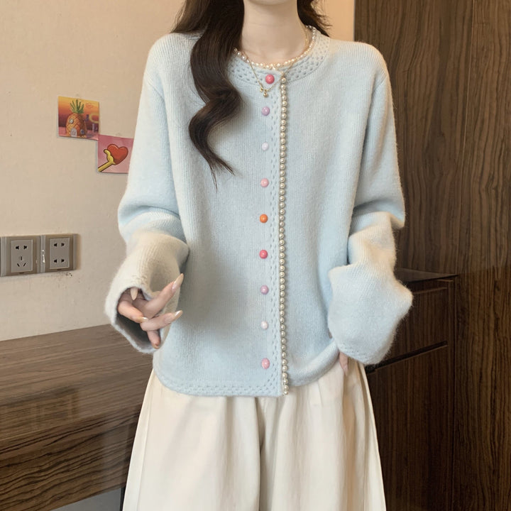 Damen Verspielte Strickjacke mit bunten Knöpfen Echo Archiv