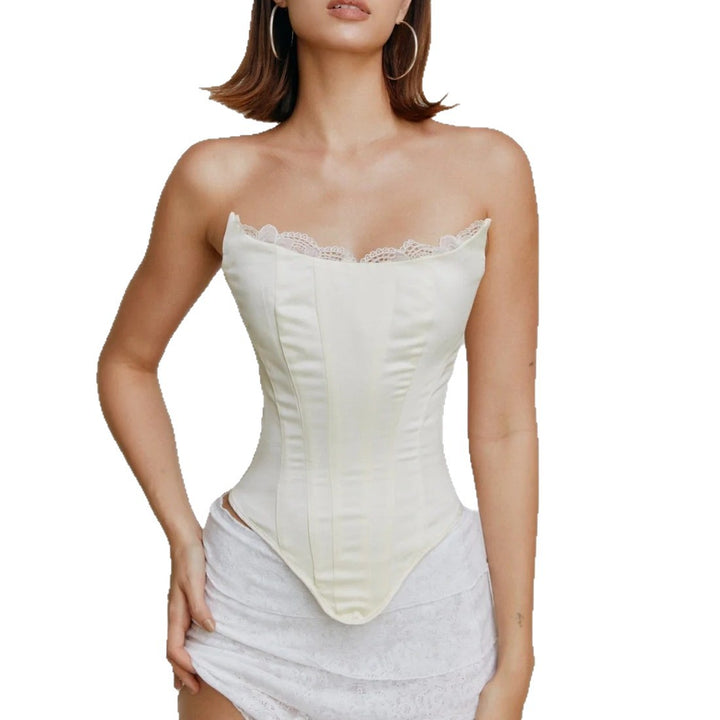 Damen Korsett top aus Satin mit Spitzenrand Echo Archiv