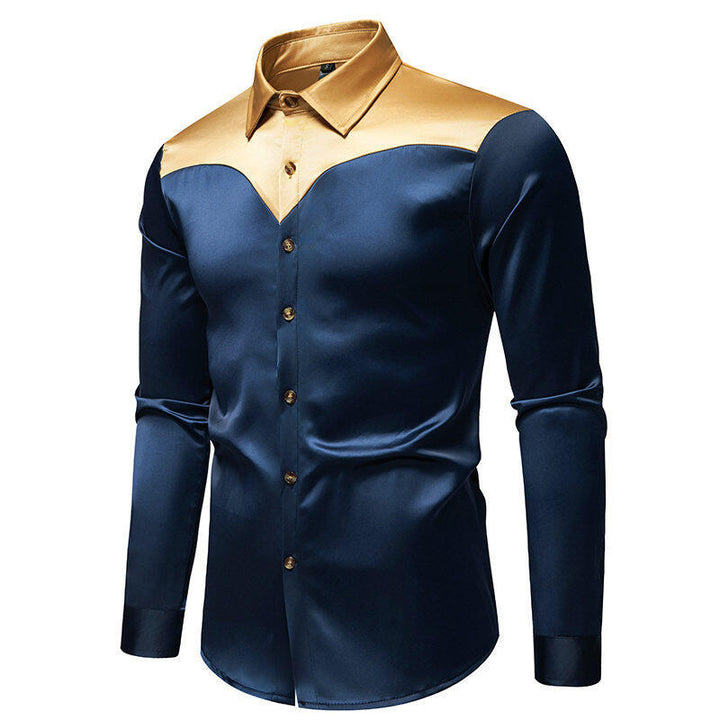 Herren elegante Hemd mit kontrastierendem Kragen und Knopfleiste Echoarchiv