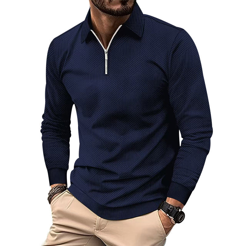 Herren hochwertiger Strickpullover mit Stehkragen und modischem Reißverschluss Echoarchiv