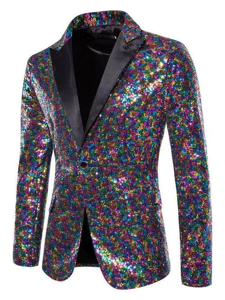 Herren eleganter Pailletten-Blazer mit edel dekorativen Akzenten Echoarchiv