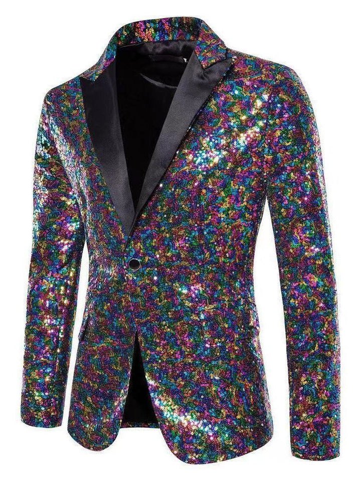 Herren eleganter Pailletten-Blazer mit edel dekorativen Akzenten Echoarchiv