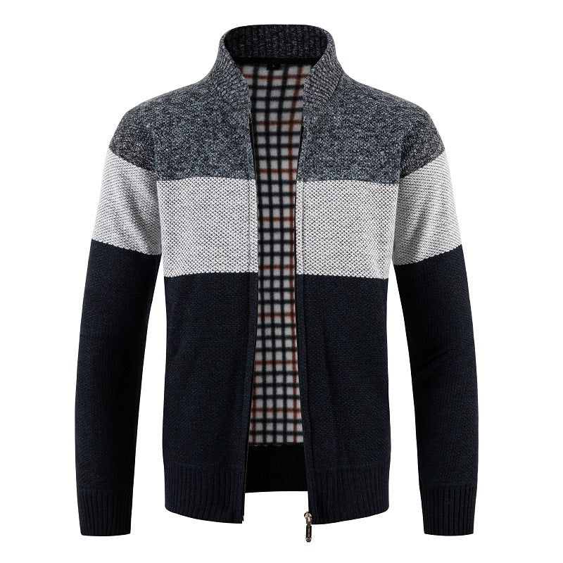 Herren Strickjacke mit modernem Reißverschluss und strukturiertem Muster Echoarchiv