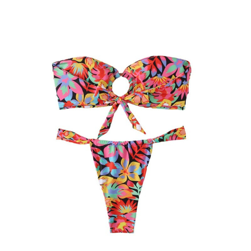 Damen Bandeau Bikini mit kreativem Raffungseffekt und verspieltem Design Echo Archiv