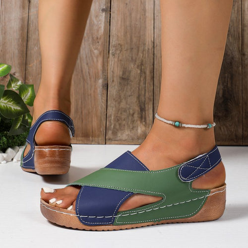 Damen Cross‑Riemen Komfort‑Sandalen mit Klettverschluss – Sorelia