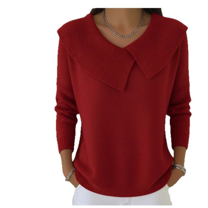 Damen nan grobgestrickter Pullover mit übergroßem Matrosenkragen und gerippten Abschlüssen Echo Archiv