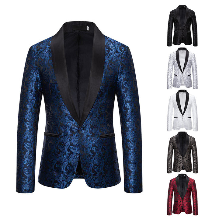 Herren eleganter Smoking-Blazer mit floralem Jacquard-Muster Echoarchiv