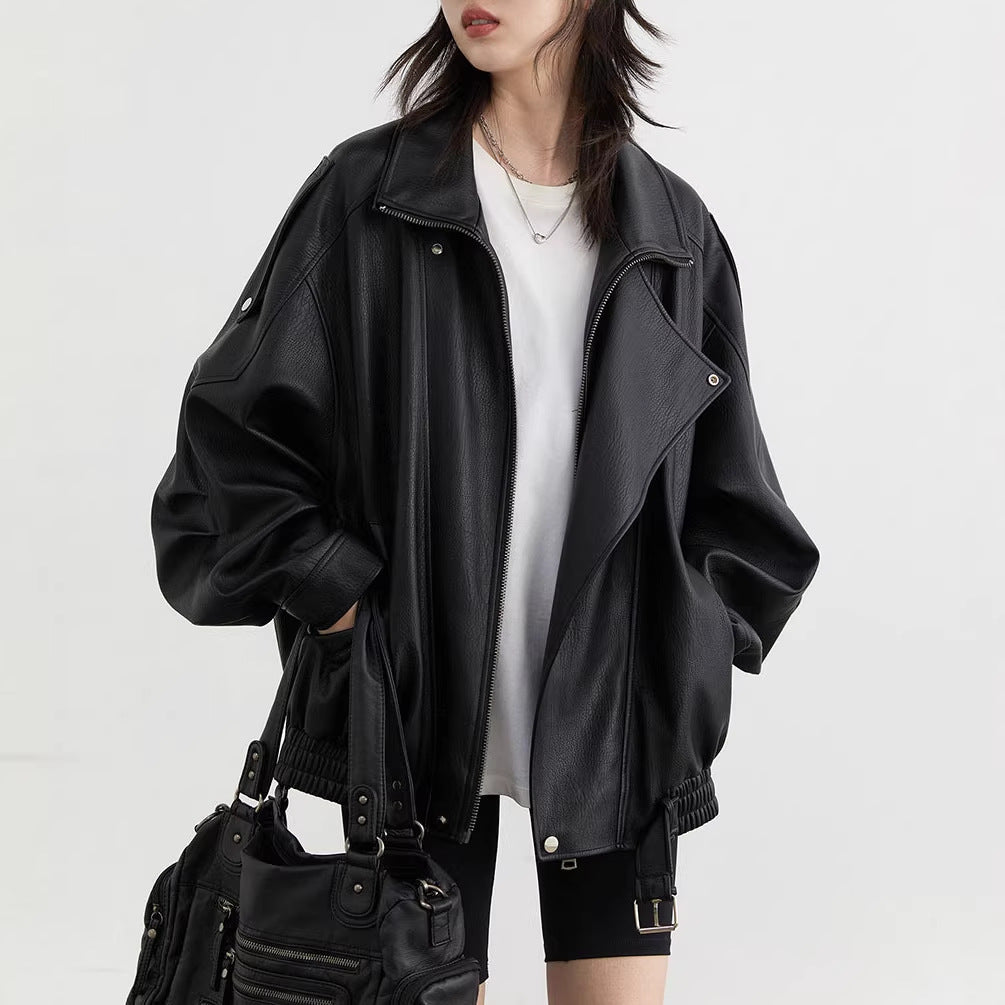 Damen Stilvolle Lederjacke Echoarchiv