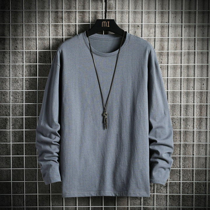 Herren nan lässiges Baumwoll-Basic-Langarmshirt mit Rundhals, Relaxed Fit und verstärkter Saumverarbeitung Echo Archiv