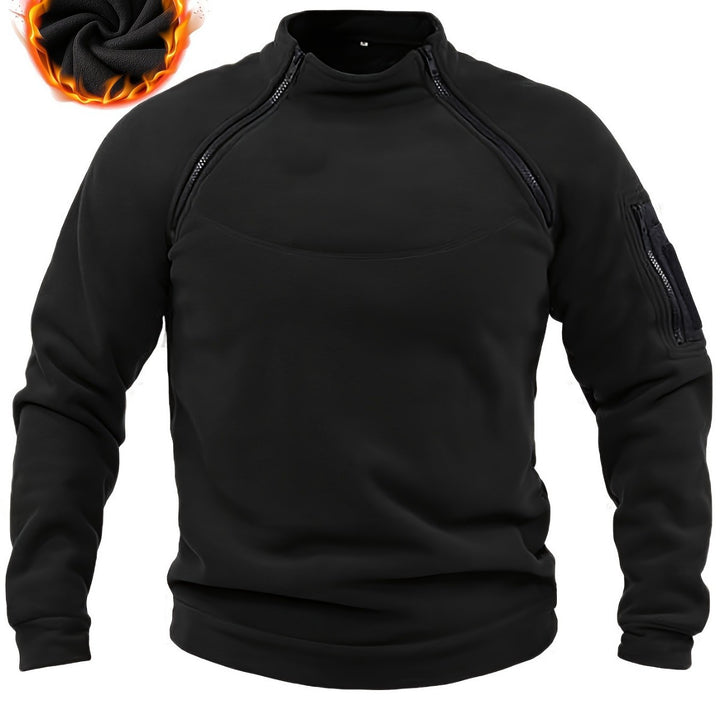 Herren Thermo-Fleecepullover mit Schulterreißverschlüssen, Stehkragen & Ärmel‑Utilitytasche Echo Archiv
