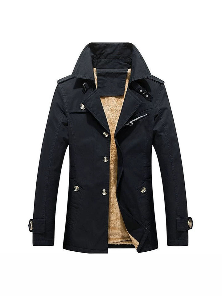 Herren Winterparka Manteljacke mit Teddyfutter, Stehkragen und Reißverschluss-Details Echoarchiv