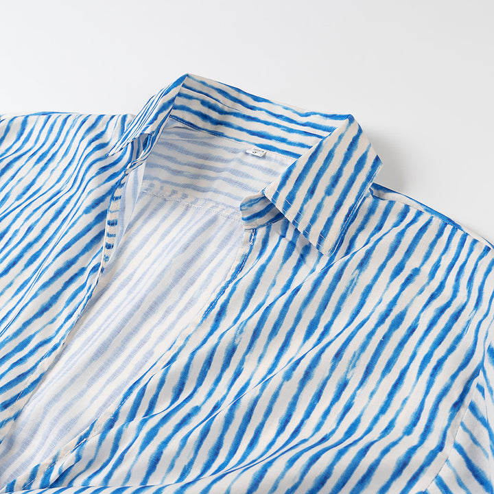 Damen geknotete Cropped-Bluse mit Hemdkragen und langen Ärmeln – Élovi