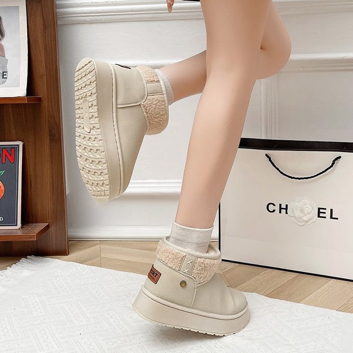 Damen Gefütterte Plateau-Stiefelette mit Teddykragen und Slip-On-Schaft Echo Archiv
